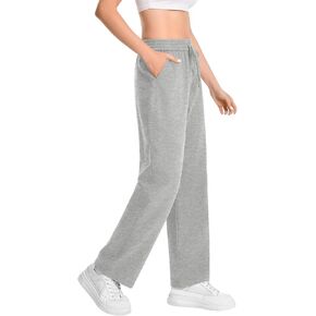 Auriviz Widen Waistband Sweat Pants for Women Exposed Pockets Lounge Sweatpants Straight Leg Pants 29’’ Inseam