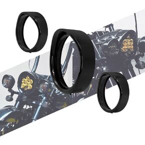 Motorcycle 7" Headlight Trim Ring 4.5" Fog Light Trim Ring Set Visor Style Fit for Harley Softail FL 1994-2017 (Black)