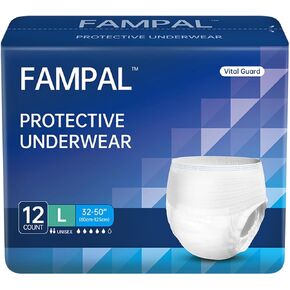 Vital Guard Adult Incontinence Underwear, Maximum Absorbency, Odor Control, Leak Protection, Overnight, Disposable, Unisex, Medium, 12 Count