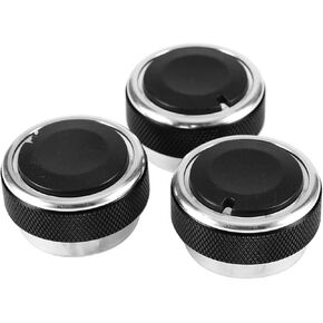 3 pcs Car Air Conditioning Knob, Heater Control Knob A/C Fan Switch Engine Start Rotation Button for Car Focus05-14 (Black)