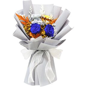 ZUNUDA White Preserved Flowers Bouquet, Preserved Natural Rose Flowers with Gift Box, Forever Flowers Bouquet for Valentine's Day, Mother's Day,Anniversary,Birthday
