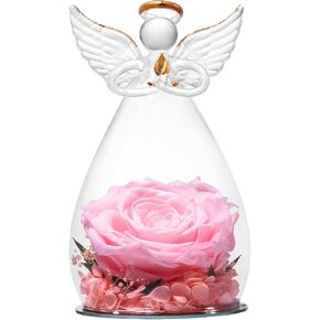 Gifts for Women Rose Gift Angel Figurine Preserved Flower Forever Red Rose Eternal Flowers for Valentine's Day Christmas Anniversary Birthday Gift for Grandma Mom Women Her Friends Kids Daughter Men