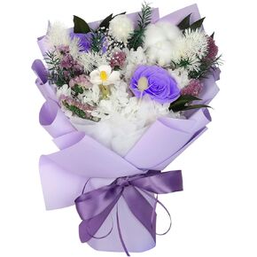 Preserved Flowers Bouquet, Forever Flowers 100% Natural Real Long Lasting Purple Rose Bouquets Easter Gift for Mothers Day Anniversary Birthday Friendship