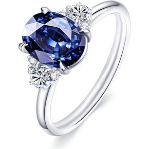 Oval Cut Moissanite Engagement Ring for Women,2.2CTTW Royal Blue VVS1 Clarity Wedding Ring,S925 Sterling Silver with 18K White Gold Plated Anniversary Promise Sapphire Ring for Her Size 4-9