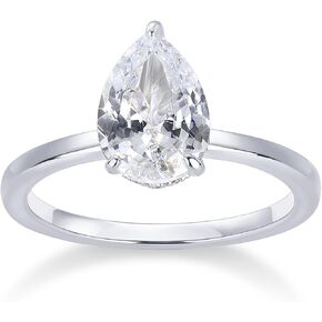 PAVOI 14K GOLD مطلي بسيطة 2.5CT PEAR مكعب الزركونيا المخفية هالة الخلود حلقة زفاف زفاف وهمية بيان - خاتم الخطوبة للنساء