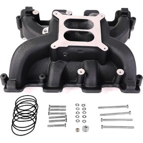 300-130 محرك مزدوج المستوى متوسط ​​الارتفاع متماسك الألومنيوم متوافق مع GM LS1 LS2 LS6 V8 محرك 5.7L 6.0L (LS1 LS2 LS6 أسود)