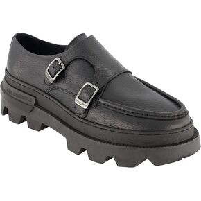 Karl Lagerfeld Paris Men's Tumbled Leather Double Monk Moc Toe Sneaker
