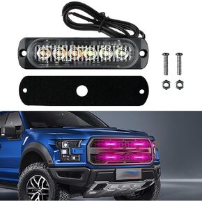 Jeseny Pack-1 LED Light Bar ، 4.4 "× 1.1" 12-24V سيارة مقاومة للماء ، ضوء تحذير من الضوء ، 12W 6 حبات مصباح زخرفية لضوء سيارات وشاحنات (أرجوانية) (أرجوانية)
