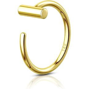 Cocharm 14K Yellow Gold Half Hoop Nose Ring - 20g, 8mm, Dainty Piercing Jewelry for Women & Men