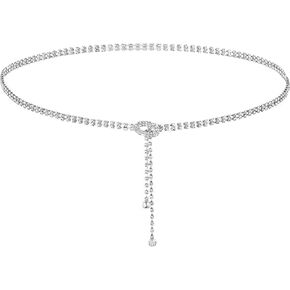 Sparkly Belts for Women, Diamond Belts Rhinestone Bling Chain Belts for Dress Sparkle Thin Belts for Women for Wedding Party