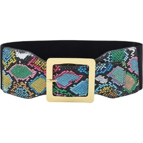 CHIC DIARY Elastic Waist Belt for Women Animal Print Wide Cinch Belt Stretchy Waistband