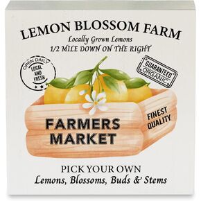 Country Lemon Wood Box Sign Rustic Life is Short Make It Sweet Lemon Wooden Box Sign Decorative Summer Sign Block Plaque for Home Desk Shelf Decor 5"x 5"