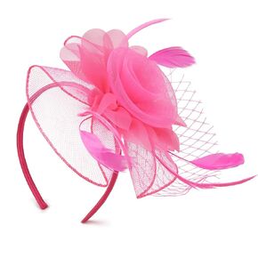 Needzo Hot Pink Fascinator for Women, Derby, The Oaks, or Tea Party Hair Accessory, Headband Or Clip, One Size