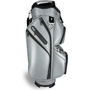 New 2024 REVCORE Premium Golf Cart Bag, Tour Grade Synthetic Leather, 14 Way Full-Length Individual Dividers, Black Nickel Alloy Hardware, 2 Cooler Pockets, 2 Felt-Lined Waterproof Pockets, 9 Pockets