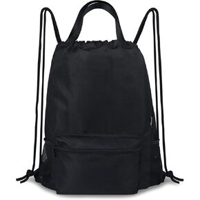 Moyad Backpack for Women Men Gym Drawstring Bags Casual Daypack Backpacks for Travel Hiking Beach Work, Black & Honeycomb Pattern [ Made in China ]