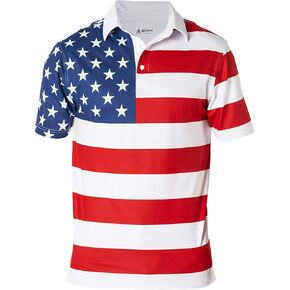 Royal & Awesome American Flag Golf Shirt, Patriotic Golf Shirt, USA Golf Shirts