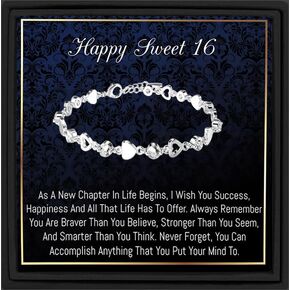 Happy Sweet 16 Bracelet,16th Birthday Gift,Message Card and Jewelry Box Gift