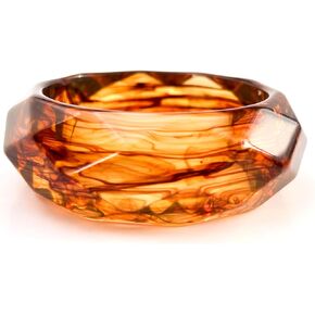 Viva Joya Faceted Resin Acrylic Bangle Bracelet for Women, Chunky Statement Wide Bold Plastic Geometric Transparent Jewelry, Brown Green Light Blue Orange