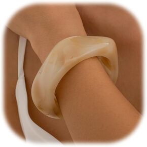 CJIAYUJEW Acrylic Chunky Bangle Colorful Resin Bracelets for Women Irregular Resin Acetate Bangles Party Chunky Acrylic Bracelet Wristband Jewelry