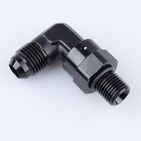 90 Degree -6 AN Male to M12 x 1.25 Metric Thread Swivel Fitting Adapter Aluminum Black