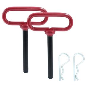 2 Pcs 1/2 x 3-5/8 Inch Trailer Tow Hitch Pin and Clip, Tractors Hitch Cotter Pins for RV, Tractor, Lawn Mower (Red)