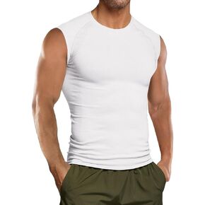 Runcati Mens Athletic Compression Shirts Sleeveless Workout Tank Top Slimming Body Shaper Vest Sports Base Layer Undershirt