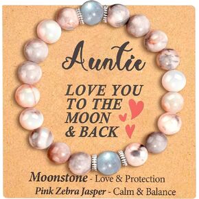 Gifts for Women Birthday Gifts Handmade Natural Stone Bracelet with Message Card Christmas Bracelet Gifts for Mom Aunt Godmother Teacher