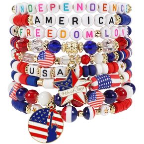 Twinfree Bohemia Beaded Bracelet, Polymer Clay Stretch Bracelets for Mom