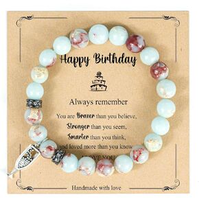 Birthday Gifts for Her, Natural Healing Stone Beaded Bracelets for Women, Birthday Bracelet Gifts for Wife, Mom, Grandma, Best Friend, Bestie, Bracelet for Her Birthday