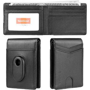 محفظة لـ Samsung Galaxy SmartTag2 ، إصدار جيب نقدي ، RFID حظر محفظة حقيقية من الجلد Bifold مع صندوق هدايا (لا تشمل تعقب)