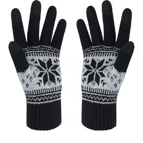 HÖTER Winter Touch Screen Gloves Snow Flower Printing Keep Warm for Women and Men