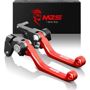 MZS Dirt Bike Brake Clutch Levers Pivot Adjustable CNC Red Compatible with CRF125F CRF125FB CRF 125F 2014 2015 2016 2017 2018 2019 2020 2021 2022 2023 2024