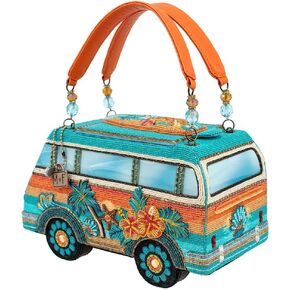 Mary Frances Catch a Wave Beaded Handbag Surf Van Top Handle Bag, Multicolor