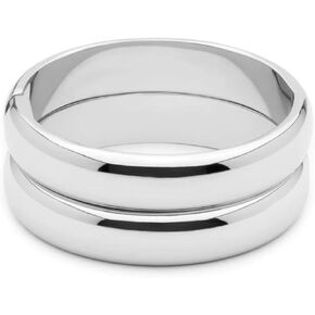 Ettika Bangles For Women. Chunky Bracelets, Set of Womens Bracelets. 2Pcs Simple Stackable Rhodium Plated Bangles, Jewelry