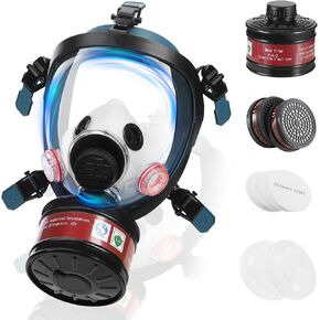 Gas Mask, Reusable Respirator Gas Mask with 40mm Gas Filter Canister, Tactical Gas Mask Survival Nuclear and Chemical for Gases Vapors Chemicals Spray Painting Sawing Grinding Dust Renovation