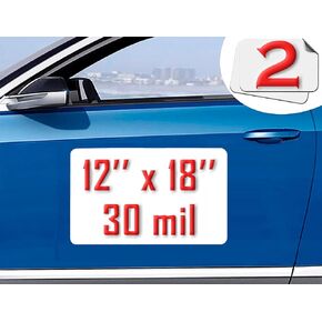 Car Magnet Sheets 12" x 18" 2 Pack - White Blank Automotive Magnets for Company Advertising, Print or Sticker - Strong Non Adhesive Vinyl Magnetic Sheet for Cars, Truck Decals, Van Advertisement Signs