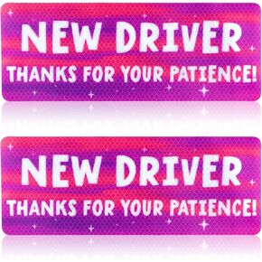 2pcs Novice Driver Stickers, Thanks for Your Patience Car Sticker Driver Adhesive Magnet Style Reflective Learner Student Driver Sign New Novice Driver Logo for Novice Drivers
