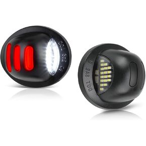 Bestview LED License Plate Lights Tag Lamp Assembly Red OLED Neon Tube for Ford F150 F250 F350 F450 F550 Superduty Explorer Ranger Expedition Excursion Bronco Black Housing 6000K White,Pack of 2