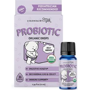 Legendairy Milk Baby Probiotic Drops Organic - Colic and Gas Drops for Newborns & Toddlers - Digestive Support, Constipation Relief - Toddler Probiotic Supports Occasional Diarrhea & Gas, 33 Servings