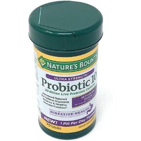 Nature S-Bontys probiotic 10 ، مكملات بروبيوتيك اليومية المتطرفة ، 70 كبسولات حزمة | يساعد في الحفاظ على التوازن الهضمي مع 10 سلالات بروبيوتيك