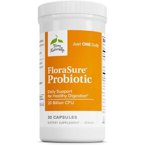 Terry Naturally FloraSure Probiotic - Digestion Supplement to Aid Against Occasional Bloating & Support Gas Relief - Gut Health Support Supplement with Bifidobacterium Bifidum - 30 Capsules