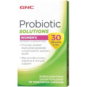 GNC Probiotic Solutions Women's مع 30 مليار CFUs | درس سريريا متعددة الإجهاد للنساء ، ويدعم صحة الجهاز الهضمي والمناعة ، نباتي | 30 كبسولات