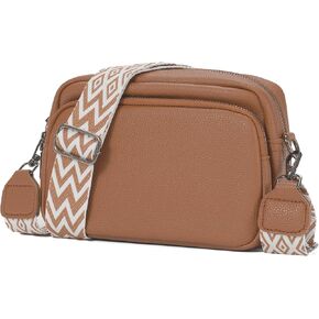 Crossbody Purse for Women with Adjustable Wide Guitar Strap, Small Vegan Leather Cross Body Camera Shoulder Bags