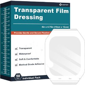 فيلم شفاف فيلما 4 "× 4.75" ، 50 حزمة بقع مضادة للماء ضمادة لاصقة ، بقع غلاف الجرح للدش الجراحي ، درع IV ، ضمادات رعاية الوشم بعد الوشم