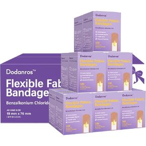 Bulk Case of 1200 PCS Flexible Fabric Bandages, 3/4" x 3",Individual 12 Box Packaging,Include 0.1%Benzalkonium,Sterile, Breathable | Use for School, Hospital, Businesses, and First Aid Kits.