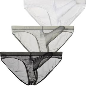 Men's Sheer Mesh Bikini Elephant Nose Briefs Underwear Breathable Ultra Thin Briefs