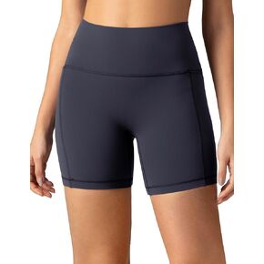Colorfulkoala Dreamlux No Front Seam High Waist Biker Shorts with Pockets for Women 6" Inseam Tummy Control Yoga Short