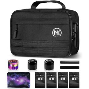 NKTOLEE Smell Proof Bag & Storage Box - Combination Lock, Resealable - Personal Organizer - Marble Case