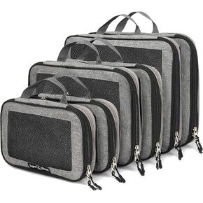 Travel Compression Packing Cubes Set – 6 Lightweight Luggage Organizers with Durable Zippers & Mesh Panels – Space-Saving Packing Bags for Suitcase, Backpack, Carry-On and More