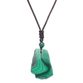 Natural Crystal Malachite Pendant Necklace - Onesmek Green Malachite Energy Stone Protection Necklace for Men, Handmade Irregular Crystals Pendants Jewelry Fathers Day Birthday Gifts for Him